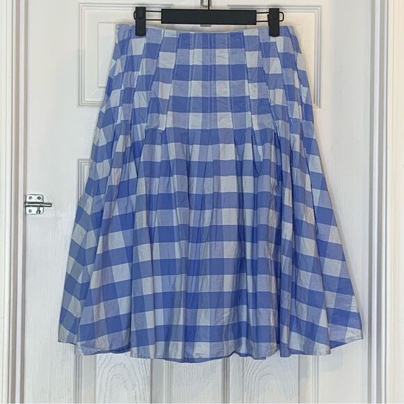 J.Crew Pleated Cotton Poplin Midi Skirt in Bristow Gingham Size 2 - Picture 12 of 12